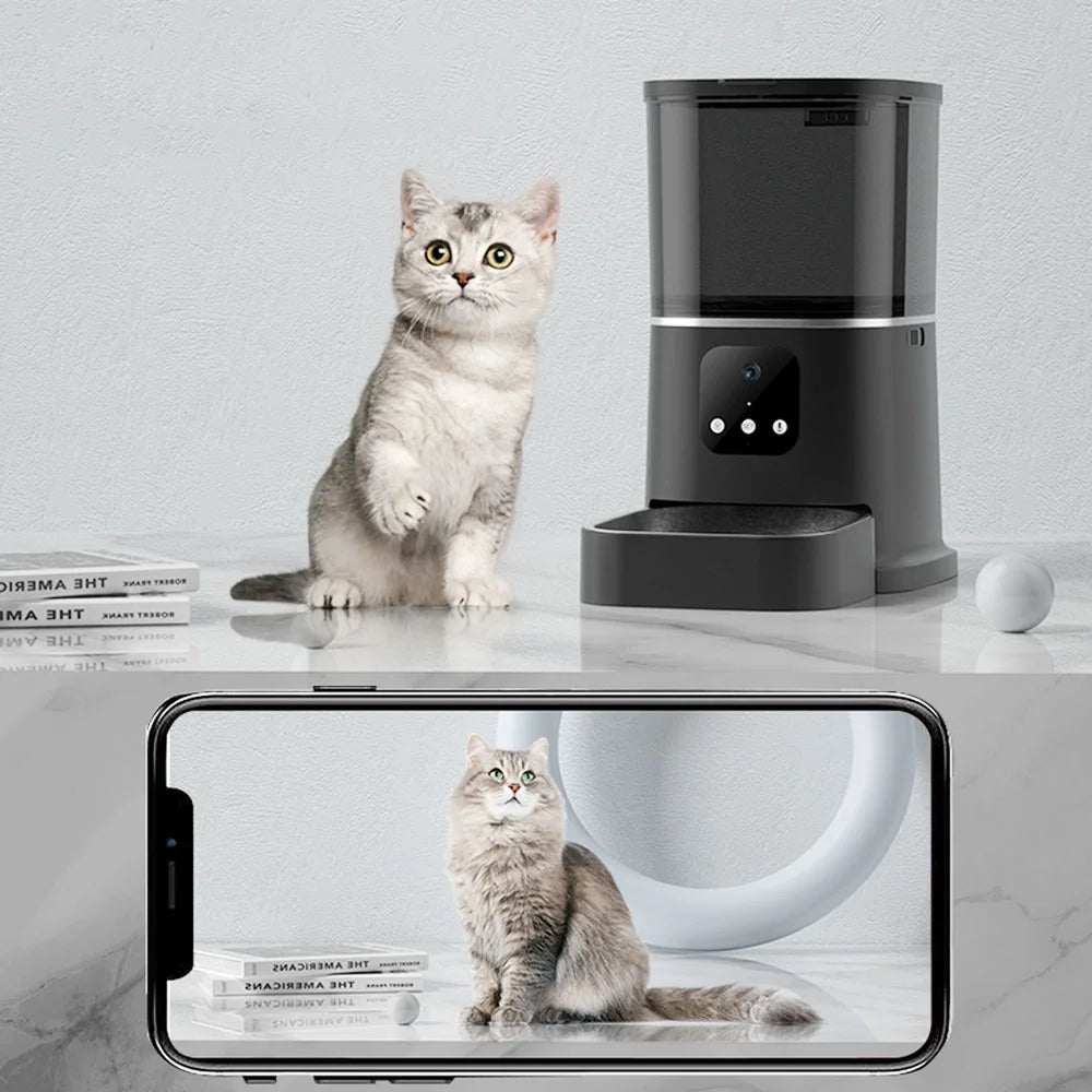 6L Intelligent Automatic Cat Feeder with Video Camera and Voice Recording for Cats and Dogs