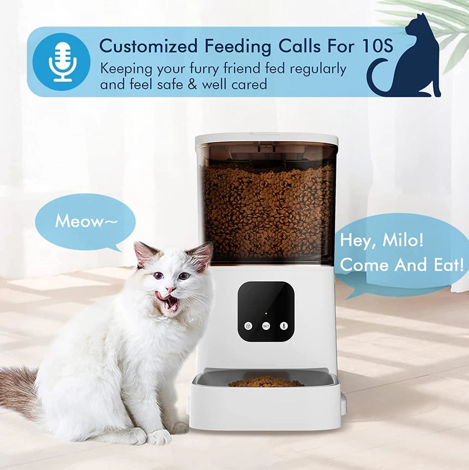 6L Intelligent Automatic Cat Feeder with Video Camera and Voice Recording for Cats and Dogs