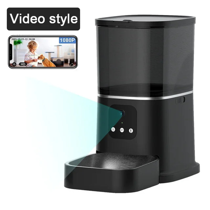 6L Intelligent Automatic Cat Feeder with Video Camera and Voice Recording for Cats and Dogs