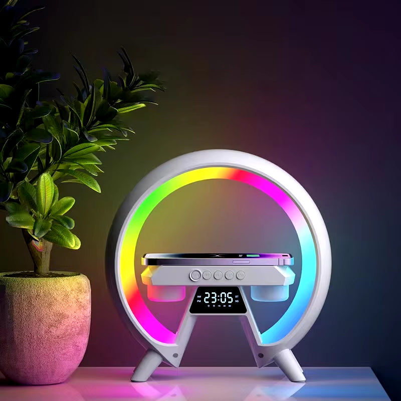 Multifunctional Wireless Charging Pad with Speaker, TF Card Slot, RGB Night Light, and Fast Charging for iPhone, Xiaomi, and Huawei Devices